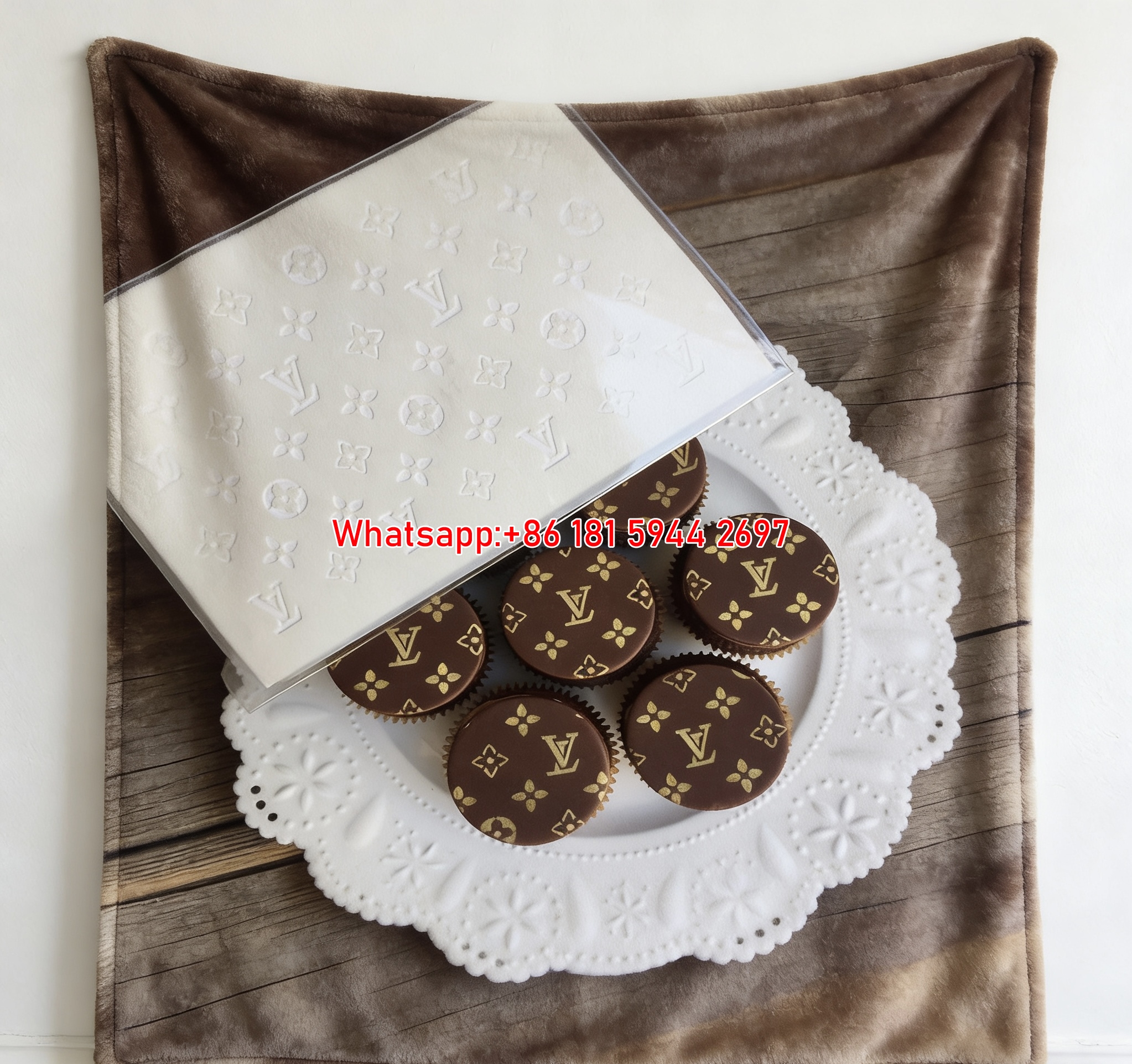 LV Monogram Cupcake Print Flannel Throw Blanket 497